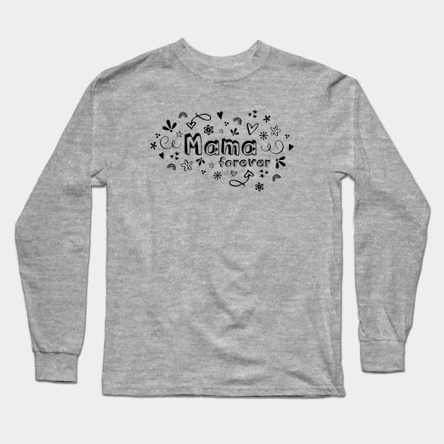 Mama Forevers Symbols of Love Black Long Sleeve T-Shirt by SewLalla